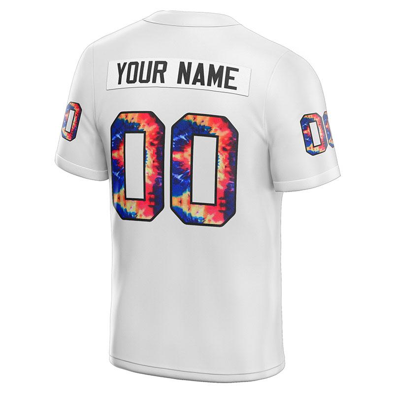 team customized authentic tie dye football jersey white mesh