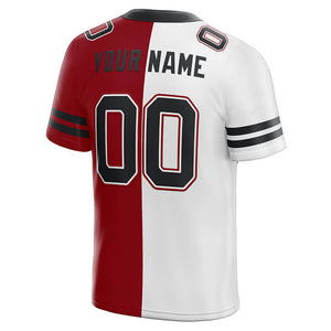 custom authentic split fashion football jersey red-white-black mesh