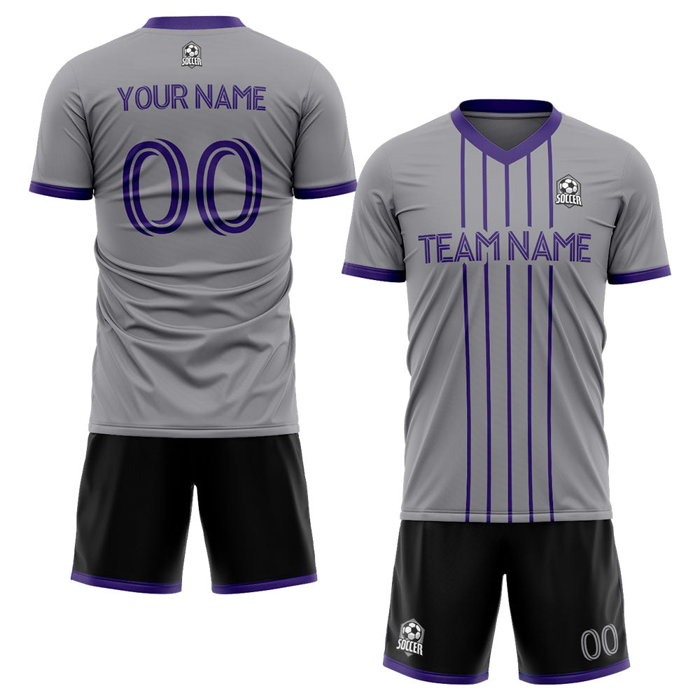custom soccer set jersey kids adults personalized soccer grey