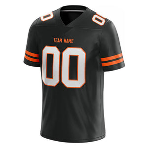 custom authentic football jersey black-white-orange mesh