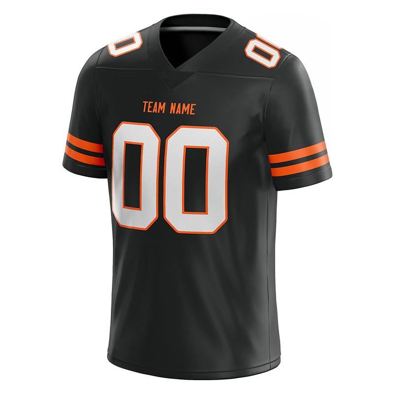 custom authentic football jersey black-white-orange mesh