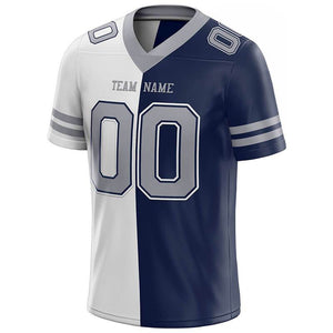 custom authentic split fashion football jersey gray-white-navy mesh