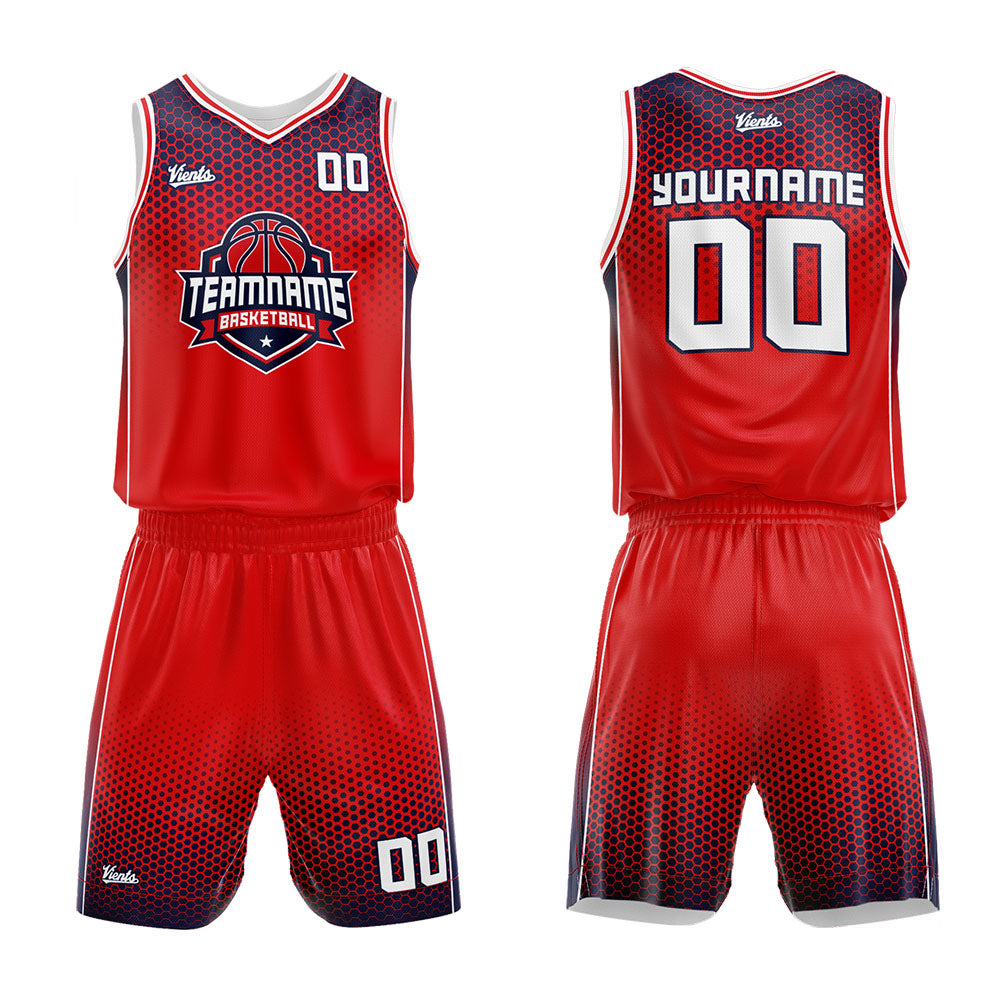 Uniforme de baloncesto personalizado de la Marina Roja impreso con su logotipo-nombre y número