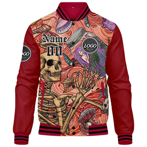 Chaqueta universitaria personalizada estilo Letterman para hombres-mujeres y jóvenes-color rojo