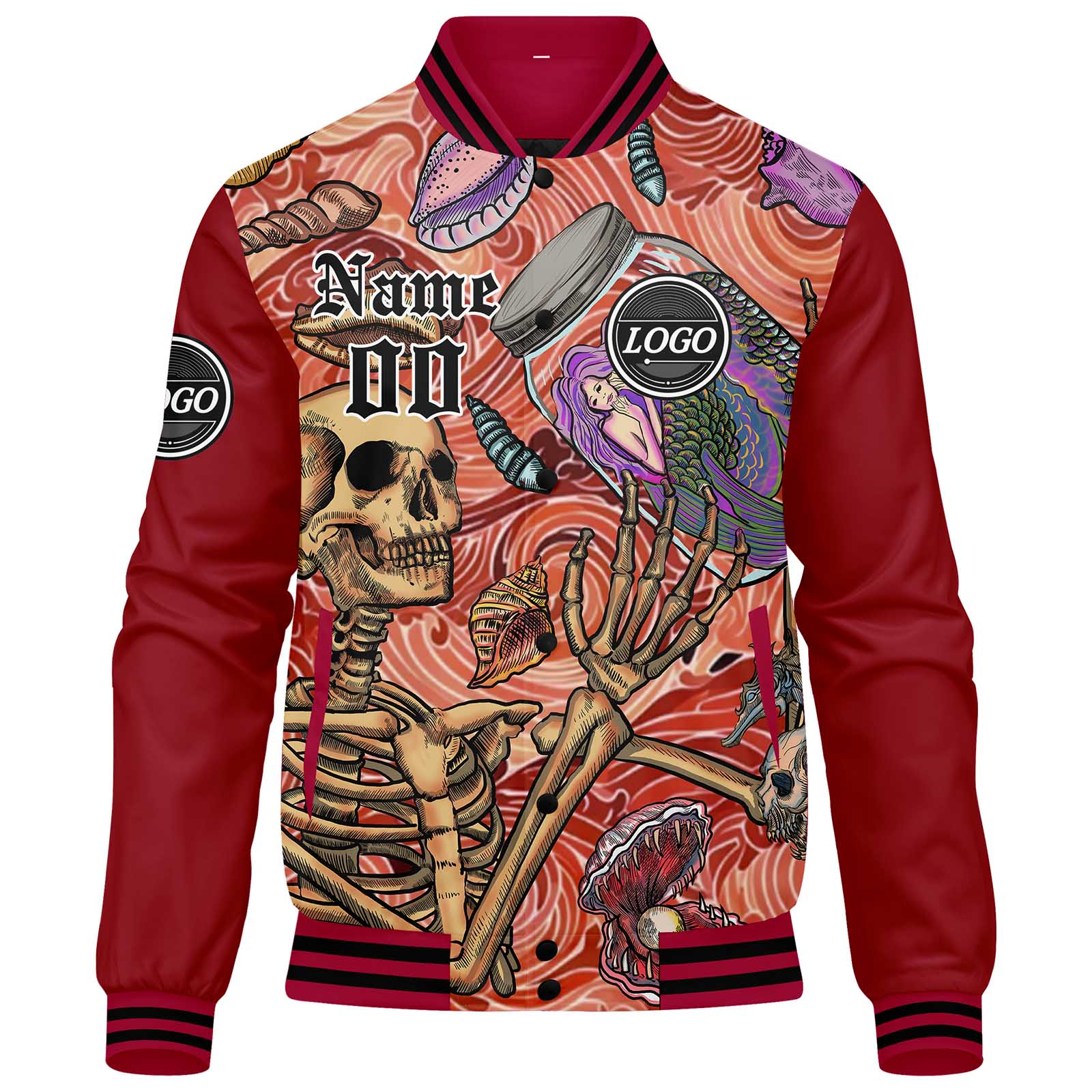 Chaqueta universitaria personalizada estilo Letterman para hombres-mujeres y jóvenes-color rojo