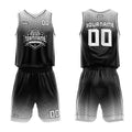 Uniforme de baloncesto personalizado en blanco y negro con tu logotipo-nombre y número impresos