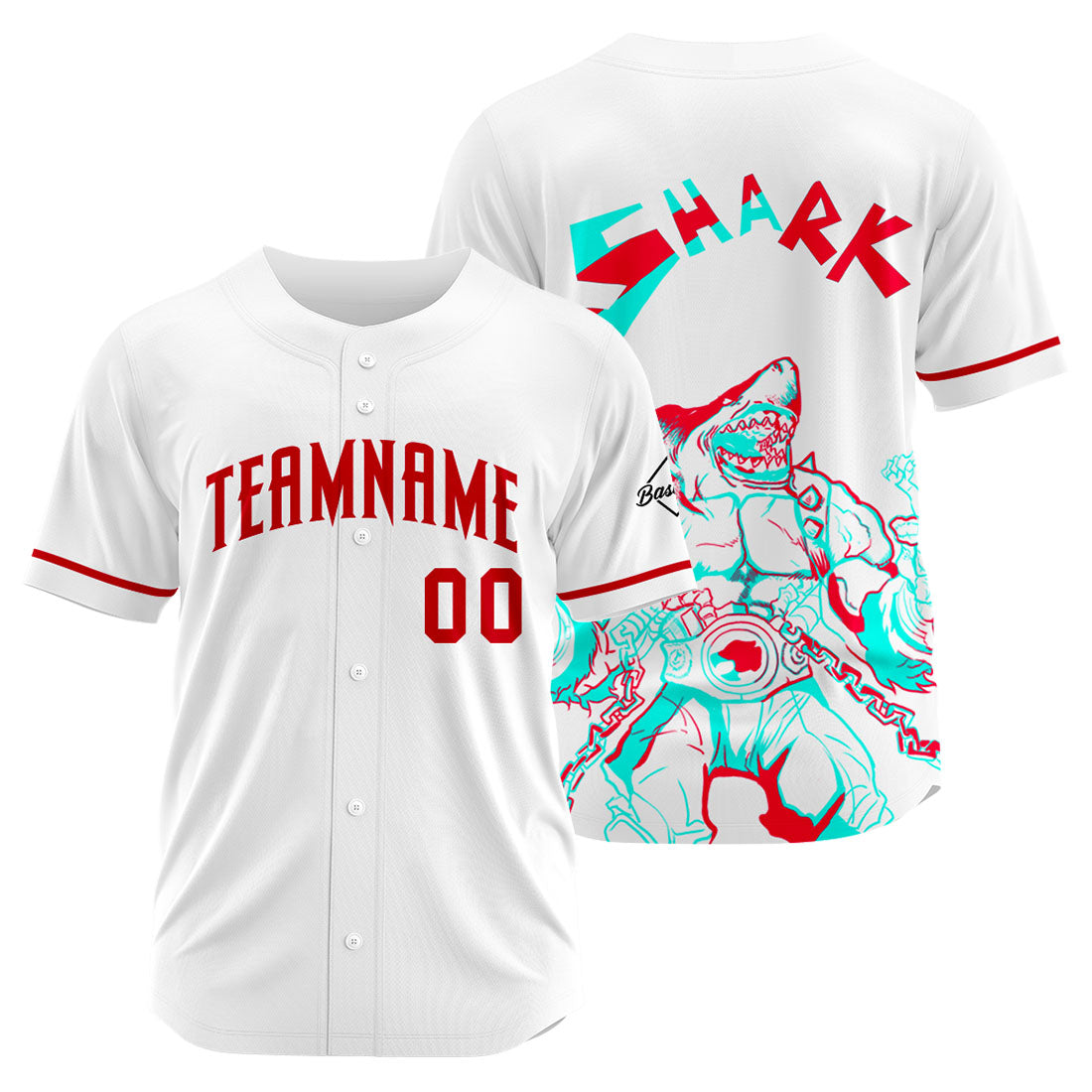 Uniformes de béisbol personalizados Shark-White&Red de alta calidad para adultos y niños & optimizados para el rendimiento