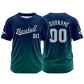 Camiseta de béisbol con dise?o personalizado estampado a todo color verde y azul marino