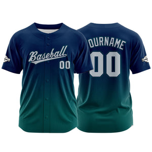 Camiseta de béisbol con dise?o personalizado estampado a todo color verde y azul marino