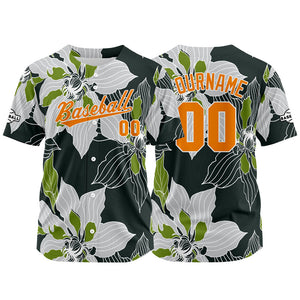 Dise?o personalizado de camiseta de béisbol con estampado completo en gris negro y naranja
