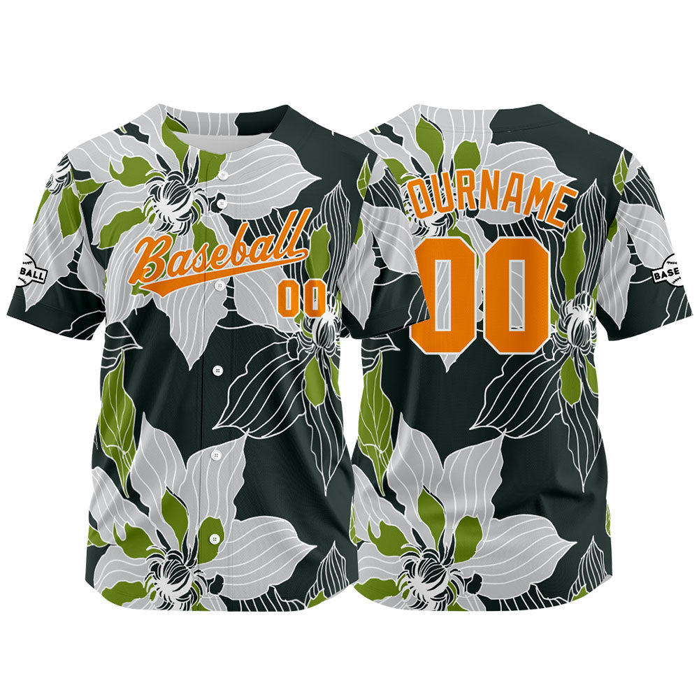 Dise?o personalizado de camiseta de béisbol con estampado completo en gris negro y naranja