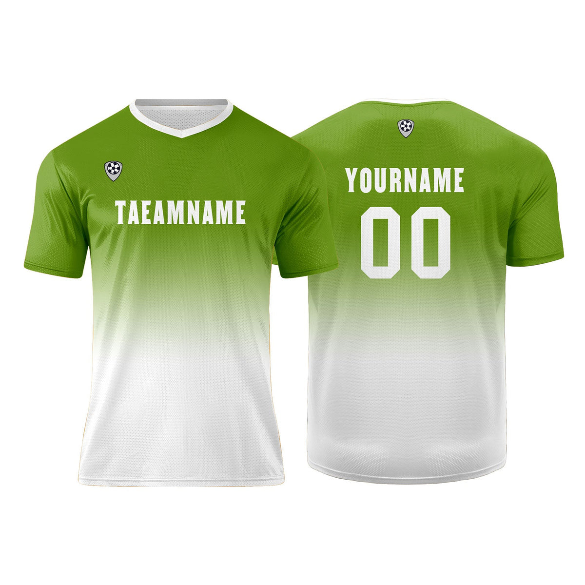 Conjunto personalizado de camiseta de uniforme verde oliva y blanca para niños y adultos