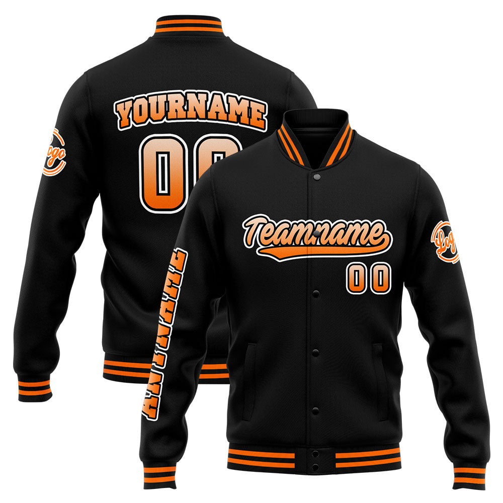 Chaqueta universitaria personalizada estilo Letterman para hombres-mujeres y jóvenes-color naranja y negro