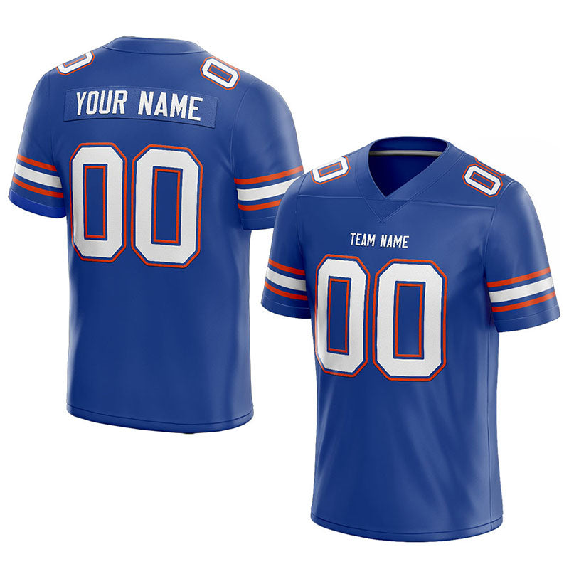 customized  authentic football jersey royal-white-orange mesh