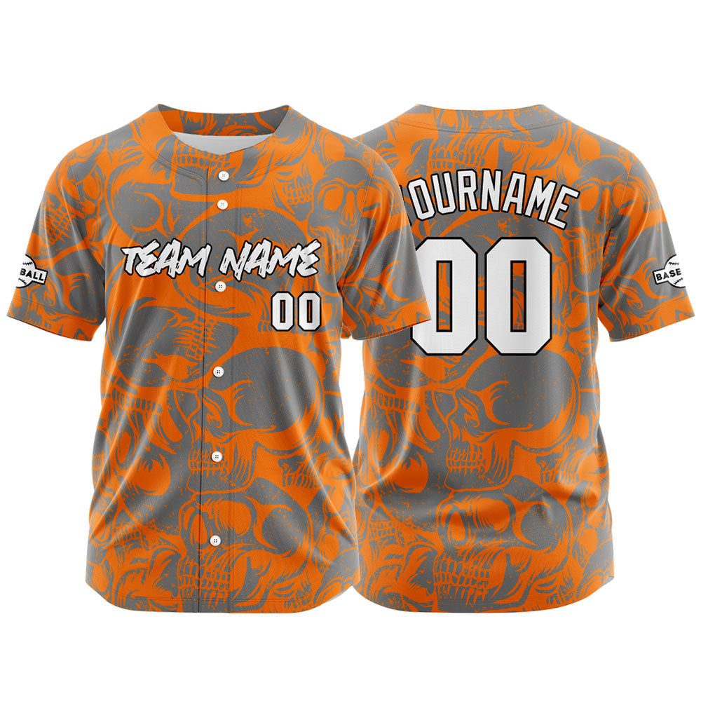 Camiseta de béisbol personalizada para hombres mujeres ni?os y jóvenes con bordados e impresión en naranja y gris