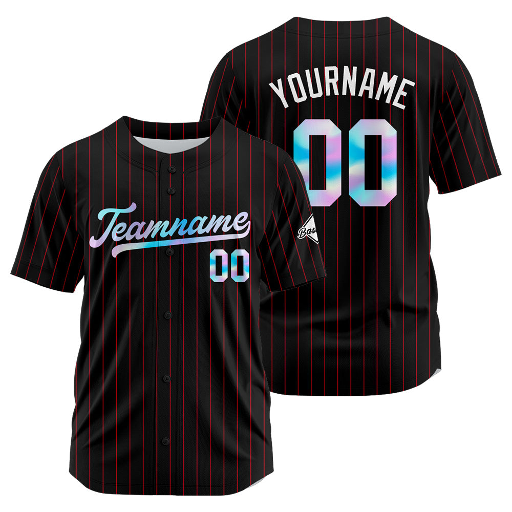 Camiseta de béisbol personalizada con diseño de rayas negras y rojas & estilo hip hop