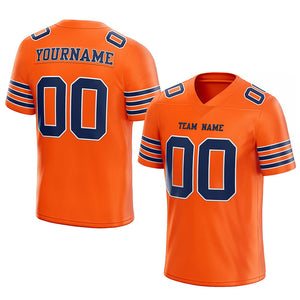 customized  authentic football jersey orange navy -white mesh