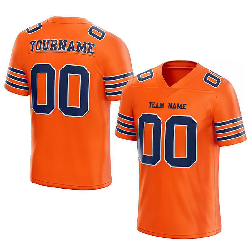 customized  authentic football jersey orange navy -white mesh