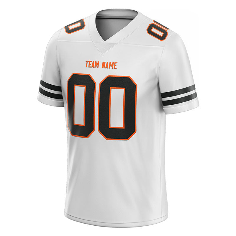 custom authentic football jersey white-black-orange mesh