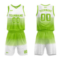 Uniforme de baloncesto personalizado verde y blanco con tu logotipo-nombre y número impresos