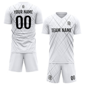 Uniforme de fútbol personalizado para niños y adultos & conjunto personalizado & camiseta blanca y negra