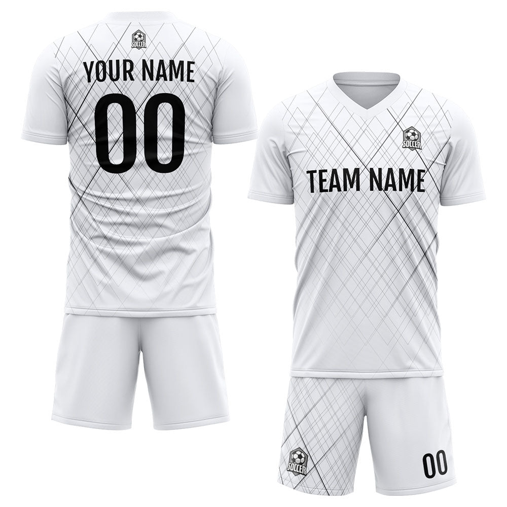 Uniforme de fútbol personalizado para niños y adultos & conjunto personalizado & camiseta blanca y negra
