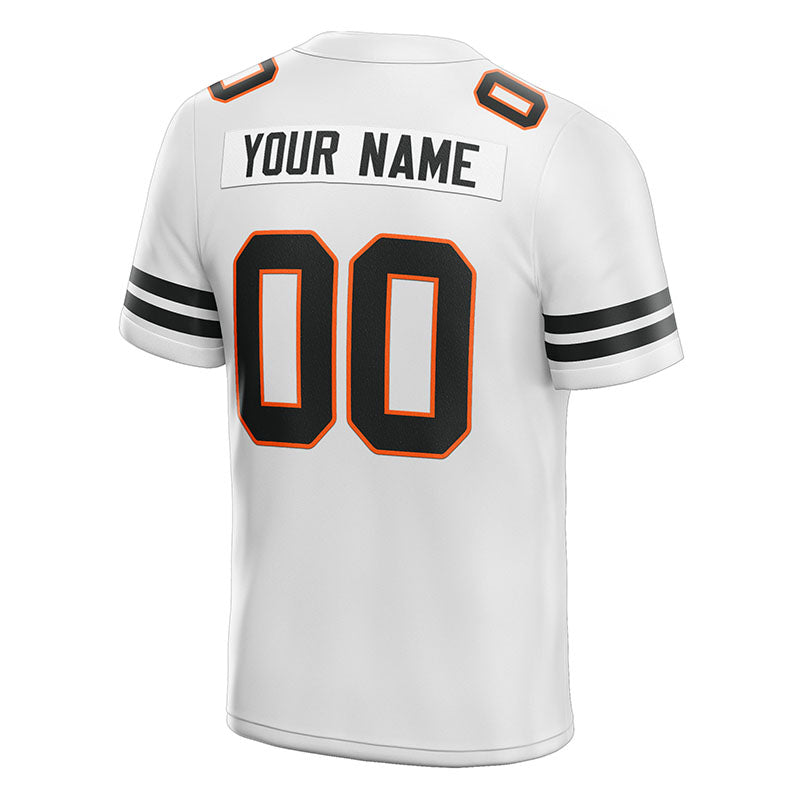 custom authentic football jersey white-black-orange mesh
