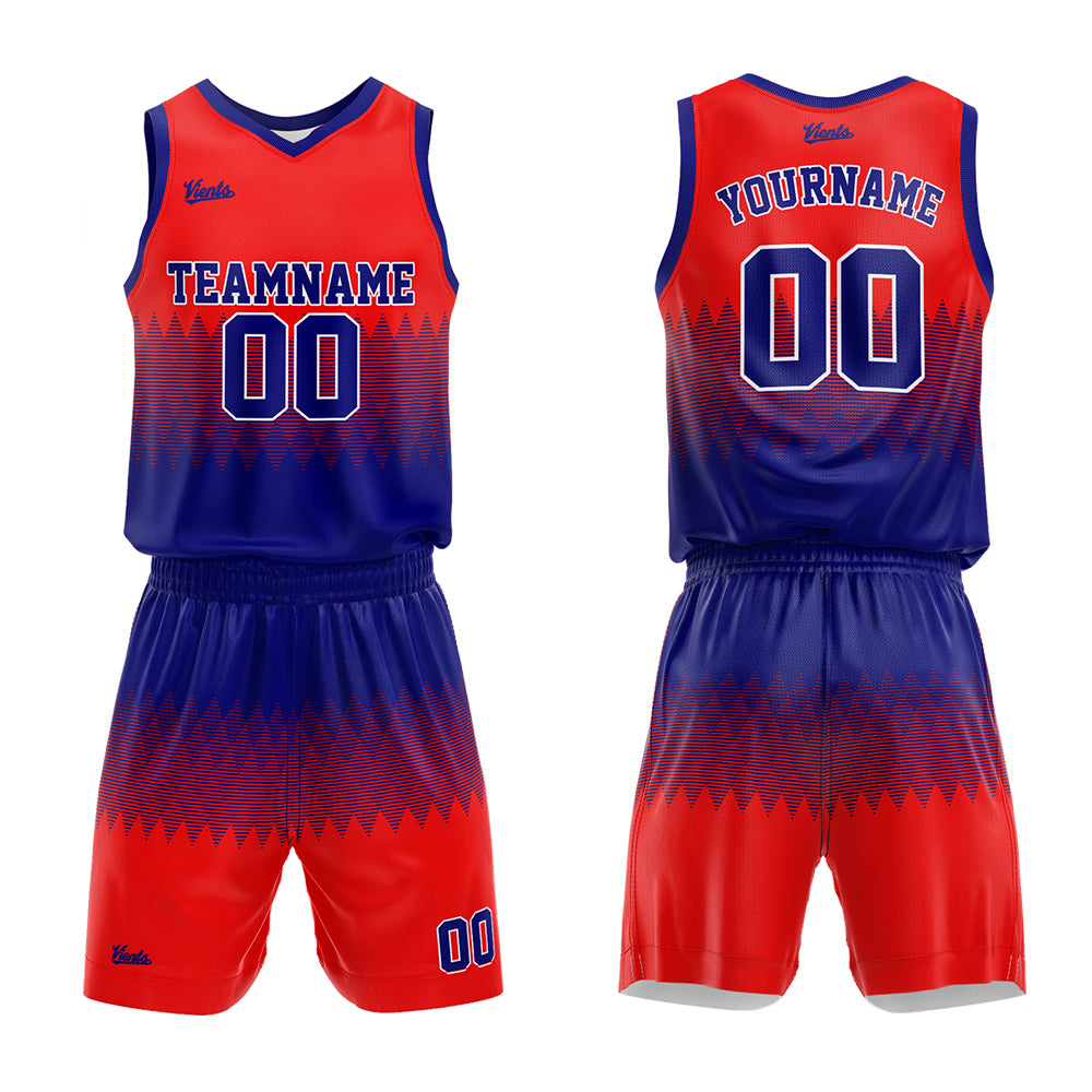 Uniforme de baloncesto personalizado en rojo real con su logotipo-nombre y número impresos