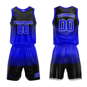 Uniforme de baloncesto personalizado en color negro real con su logotipo-nombre y número impresos
