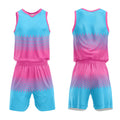 Uniforme de baloncesto personalizado rosa y azul claro con tu logotipo-nombre y número impresos