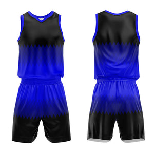 Uniforme de baloncesto personalizado en color negro real con su logotipo-nombre y número impresos