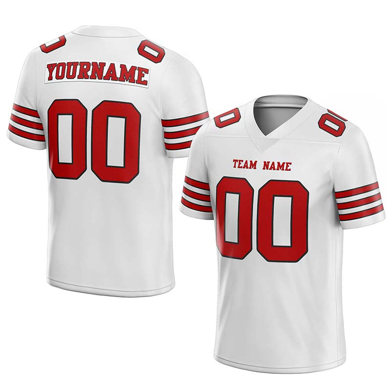 custom authentic football jersey white red black  mesh-white