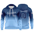 Sudadera con capucha personalizada con degradado para hombre-mujer-niña o niño Estampa tu logotipo-nombre o número en azul marino y azul claro