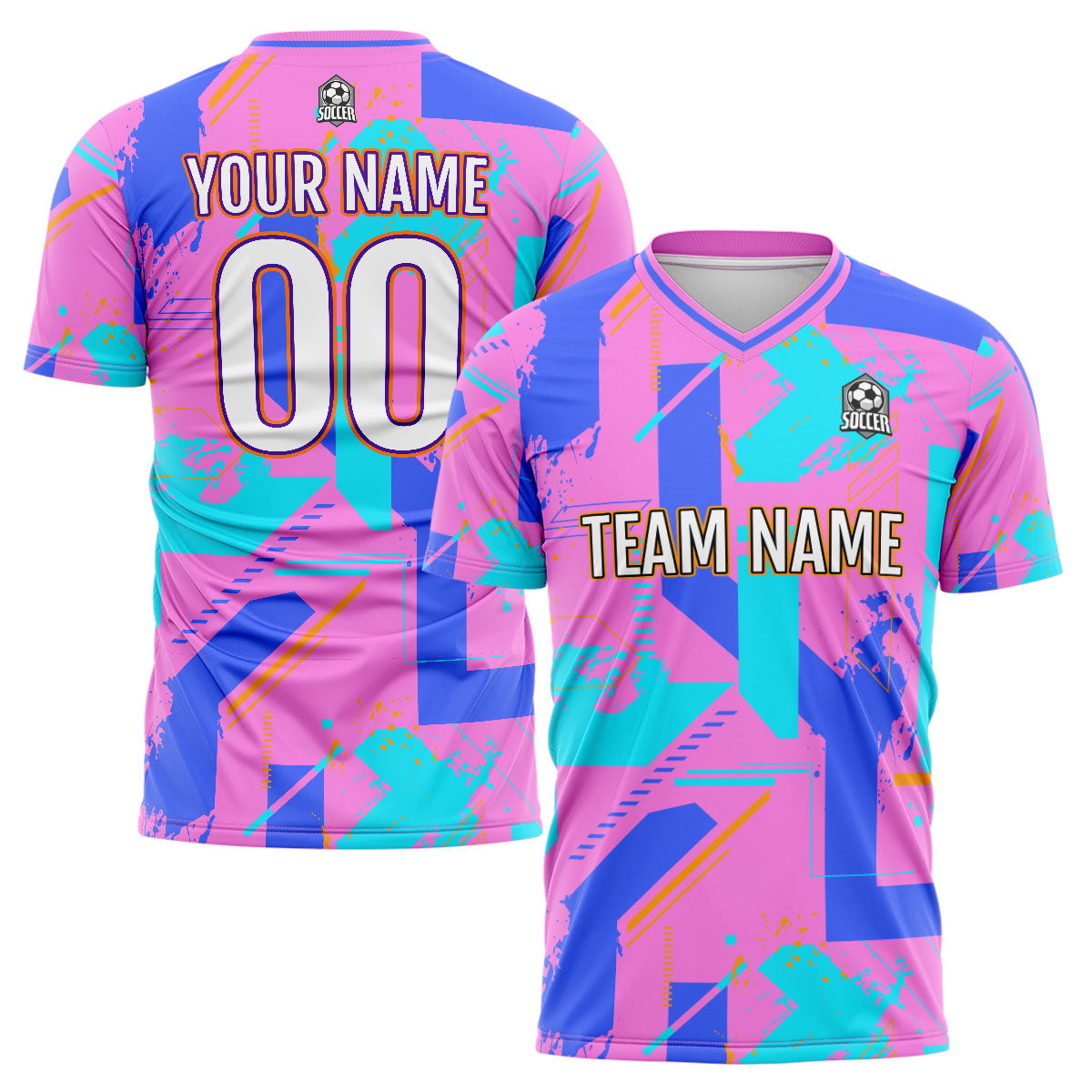 Conjunto personalizado de camiseta de uniforme rosa y azul para niños y adultos