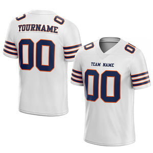 customized  authentic football jersey white navy-orange mesh