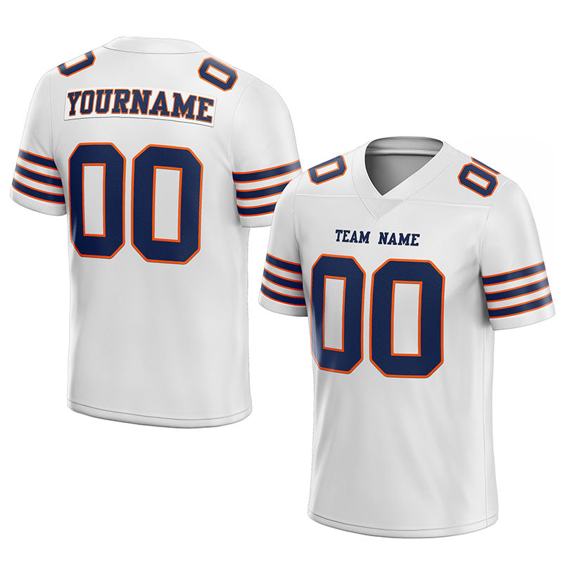 customized  authentic football jersey white navy-orange mesh