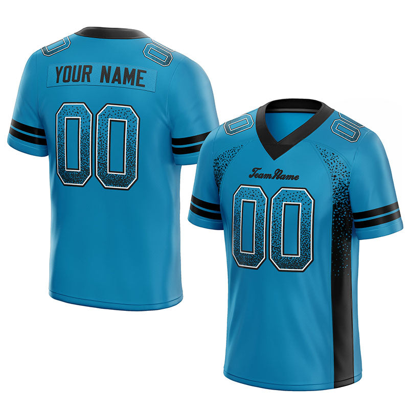 team custom authentic drift fashion football jersey blue-black mesh