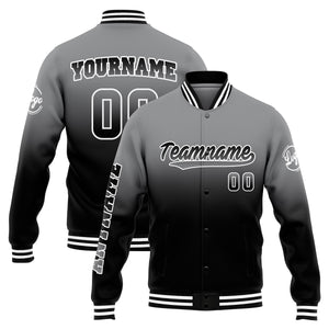 Chaqueta universitaria personalizada estilo Letterman para hombres-mujeres y jóvenes-color gris y negro