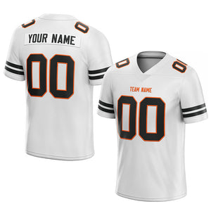 custom authentic football jersey white-black-orange mesh