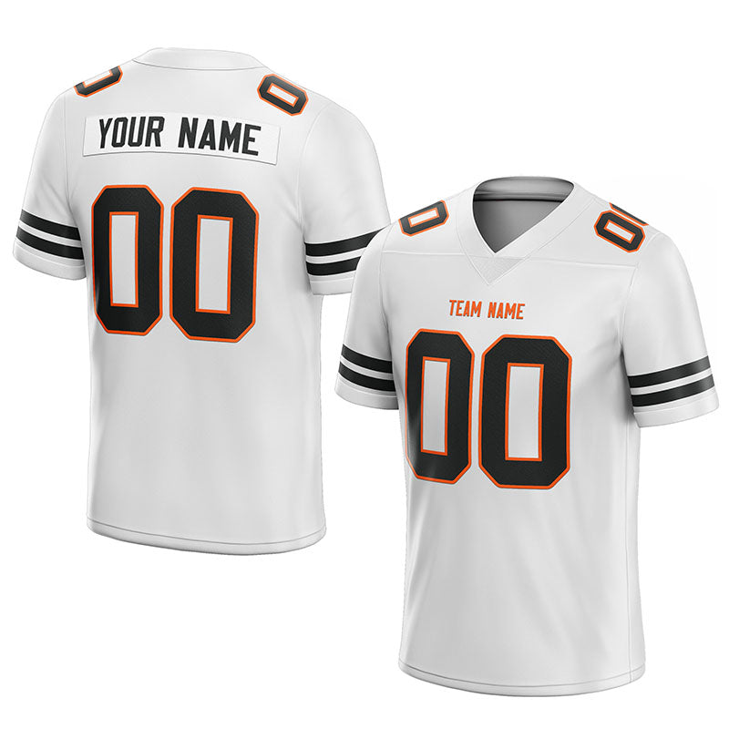 custom authentic football jersey white-black-orange mesh