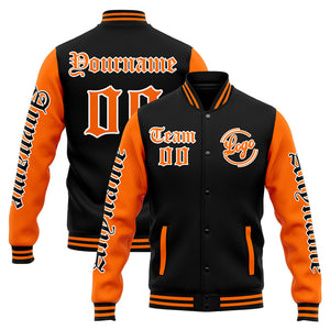 Chaqueta universitaria personalizada estilo Letterman para hombres-mujeres y jóvenes-color naranja y negro