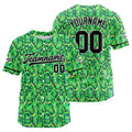 Camiseta de béisbol verde con dise?o personalizado estampado a todo color