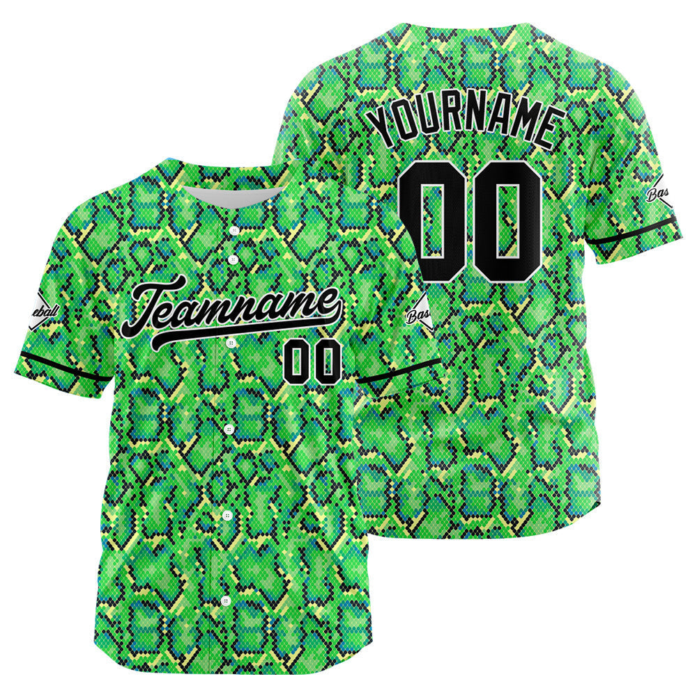 Camiseta de béisbol verde con dise?o personalizado estampado a todo color