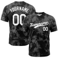 Dise?o personalizado de camiseta de béisbol con estampado integral y efecto tie-dye floculento
