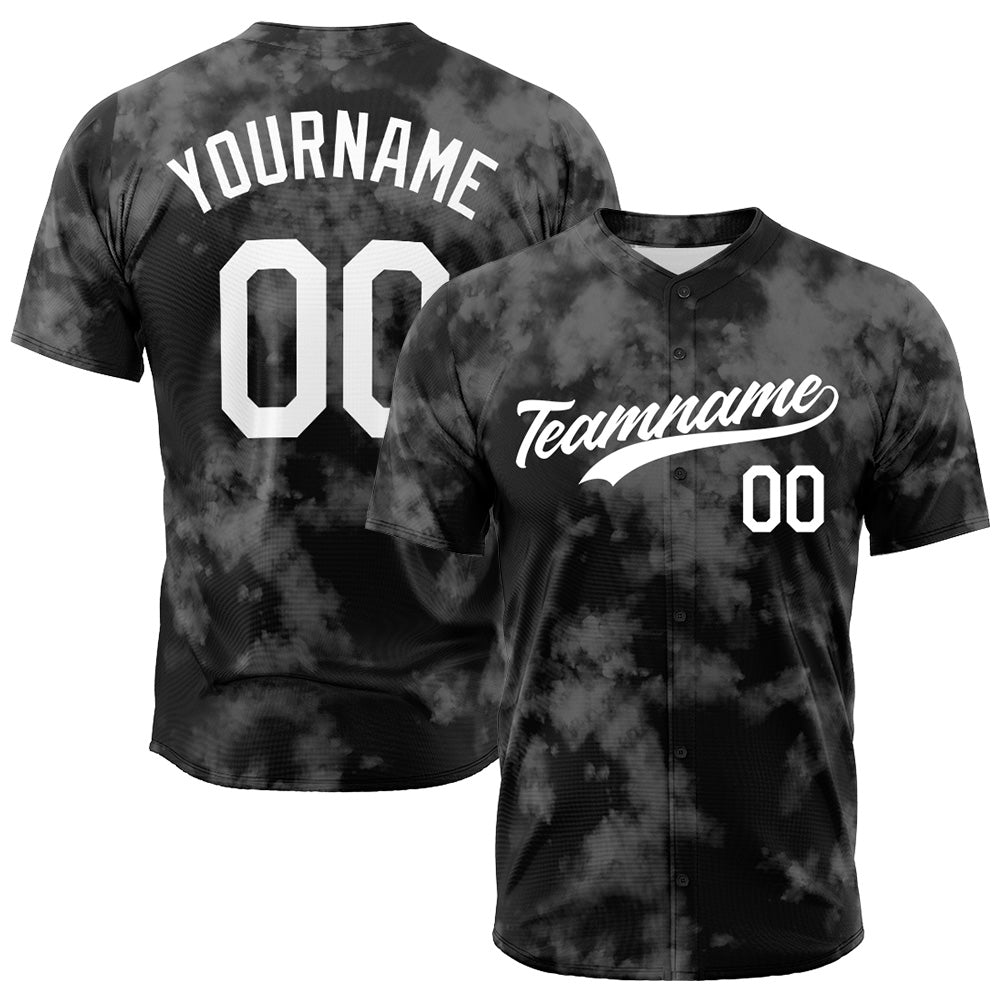 Dise?o personalizado de camiseta de béisbol con estampado integral y efecto tie-dye floculento