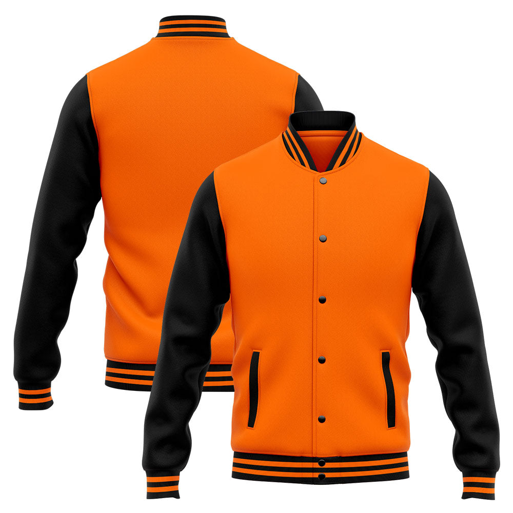 Chaqueta universitaria personalizada estilo Letterman para hombres-mujeres y jóvenes-color naranja y negro