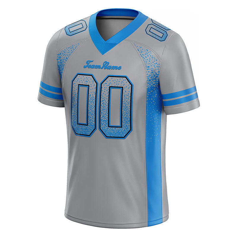 team custom authentic drift fashion football jersey gray-blue mesh