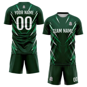 Conjunto personalizado de camiseta y jersey verde oscuro para niños y adultos