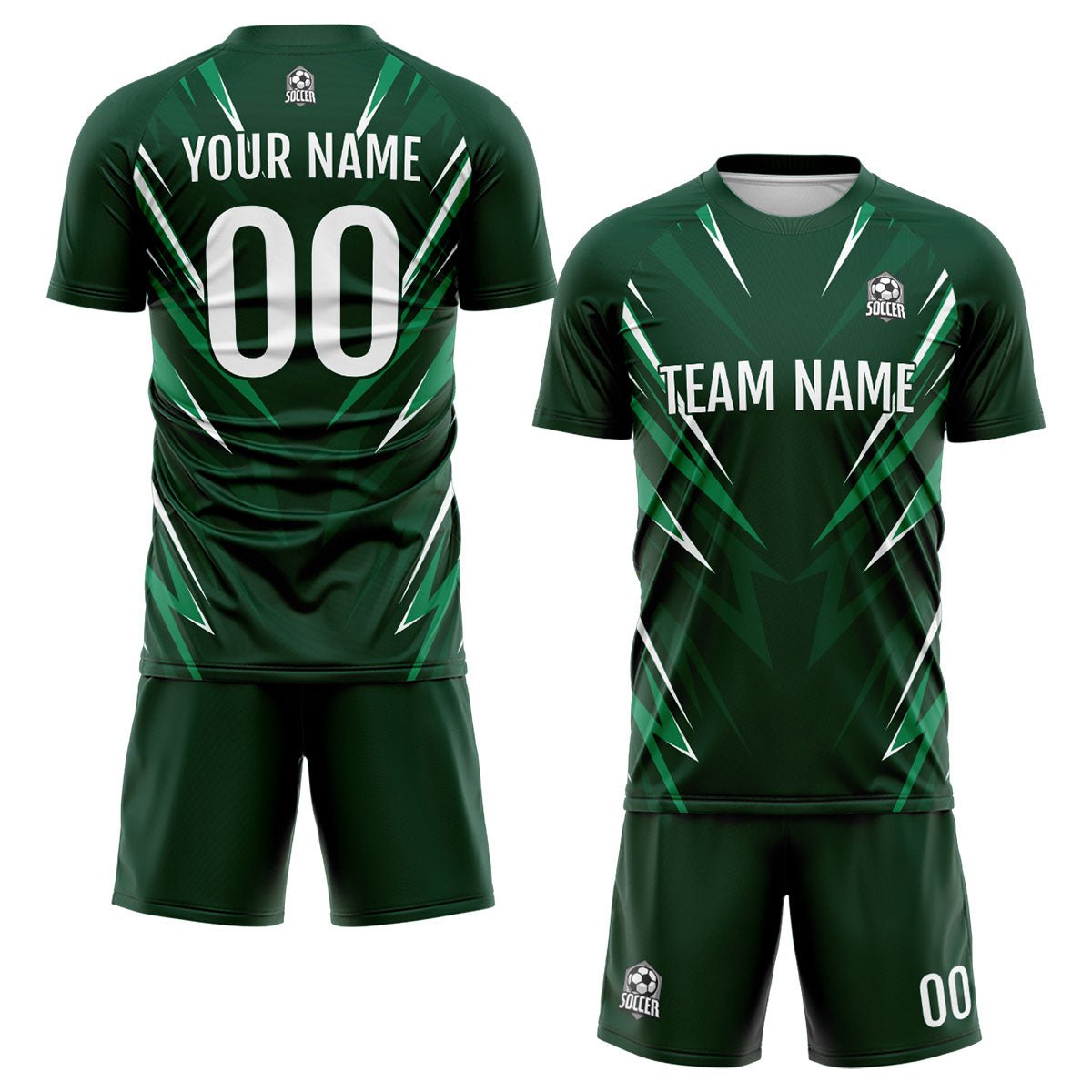 Conjunto personalizado de camiseta y jersey verde oscuro para niños y adultos