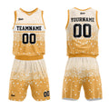 Uniforme de baloncesto amarillo personalizado con tu logotipo-nombre y número impresos